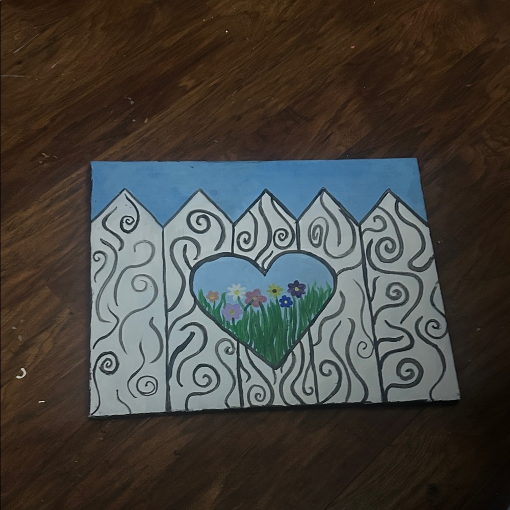 Heart Fence Art Canvas 12x20
